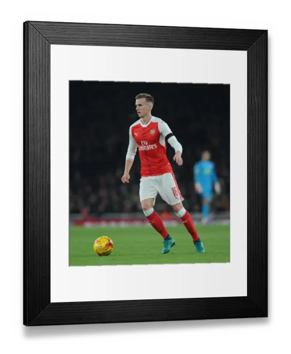 Framed Print : Rob Holding (Arsenal). Arsenal 0: 2 Southampton. EFL Cup. Quarter Final. Emirates Stadium