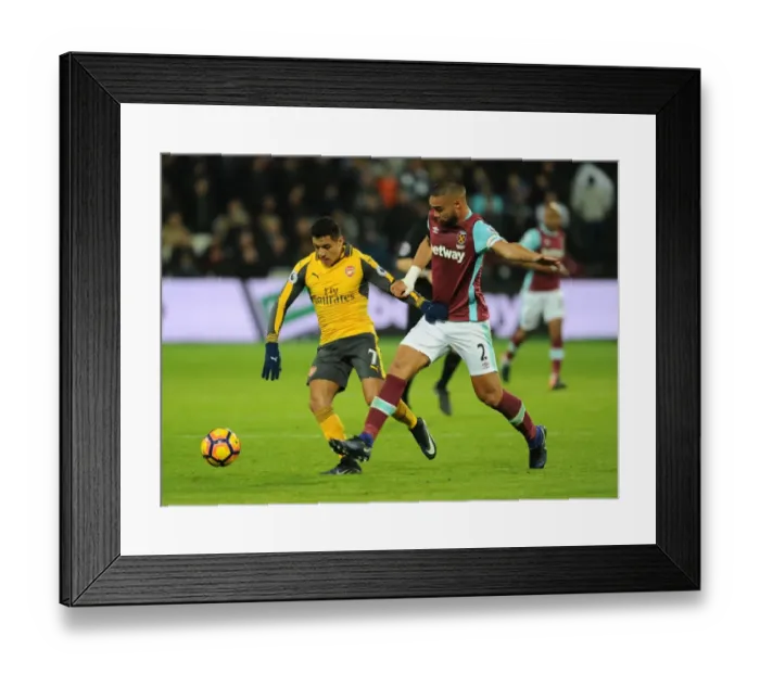 Framed Print : Alexis Sanchez Outmaneuvers Winston Reid: West Ham United vs. Arsenal, Premier League 2016-17