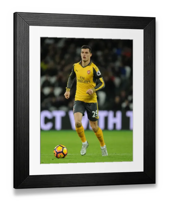Framed Print : Granit Xhaka: In Action Against West Ham United, Premier League 2016-17