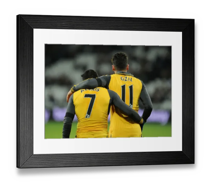 Framed Print : Arsenal's Sanchez and Ozil in Action against West Ham United - Premier League 2016-17