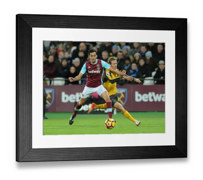 Framed Print : Monreal vs. Arbeloa: Battle at London Stadium - West Ham United vs. Arsenal, Premier League 2016-17 Framed Print : Monreal vs. Arbeloa: Battle at London Stadium - West Ham United vs. Arsenal, Premier League 2016-17