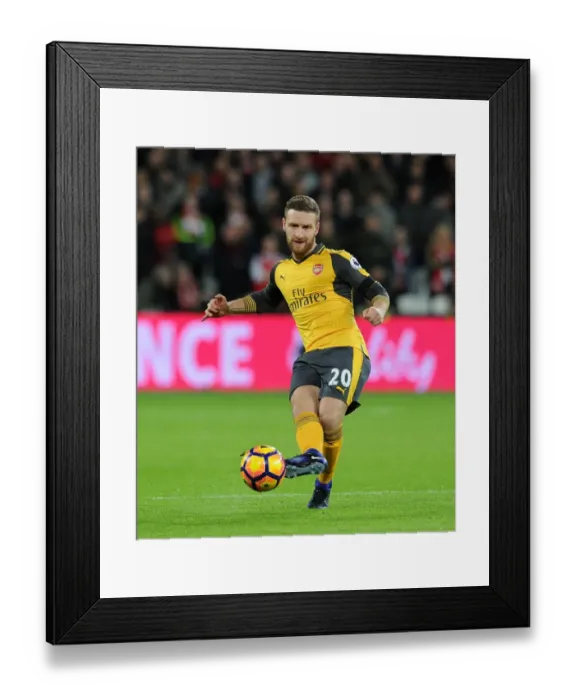 Framed Print : Shkodran Mustafi in Action: West Ham United vs. Arsenal, Premier League 2016-17 Framed Print : Shkodran Mustafi in Action: West Ham United vs. Arsenal, Premier League 2016-17