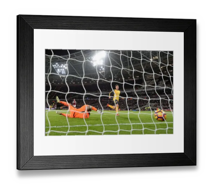 Framed Print : Mesut Ozil Scores the Winner: West Ham United vs. Arsenal, Premier League 2016-17