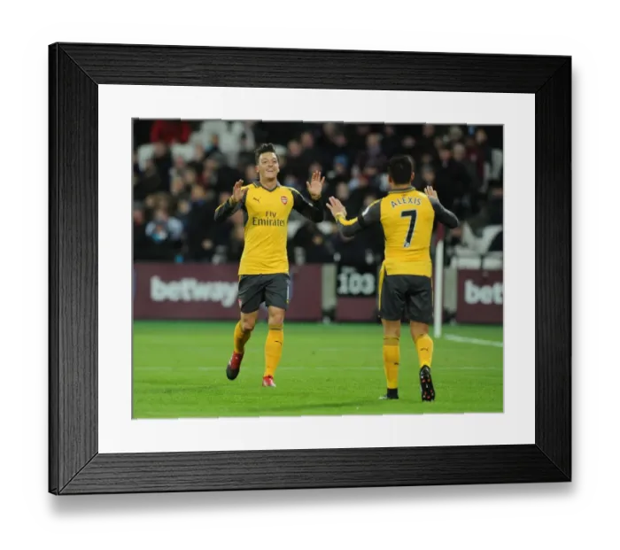 Framed Print : Arsenal's Star Duo: Ozil and Sanchez Celebrate a Goal against West Ham United, Premier League 2016-17 Framed Print : Arsenal's Star Duo: Ozil and Sanchez Celebrate a Goal against West Ham United, Premier League 2016-17