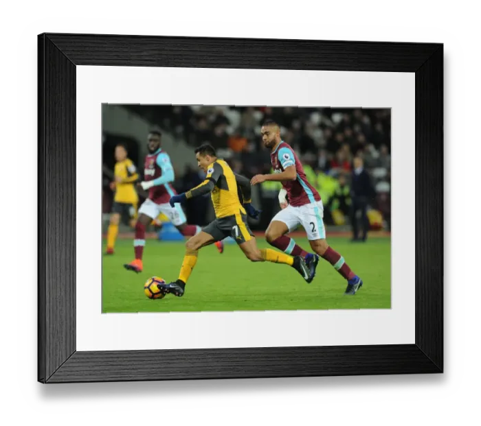 Framed Print : Clash of Titans: Sanchez vs. Reid - West Ham United vs. Arsenal, Premier League, 2016
