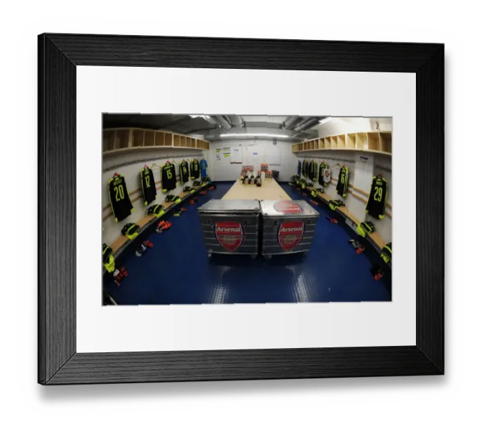 Framed Print : Arsenal FC in the Changing Room Before UEFA Champions League Match Against FC Basel (2016-17)