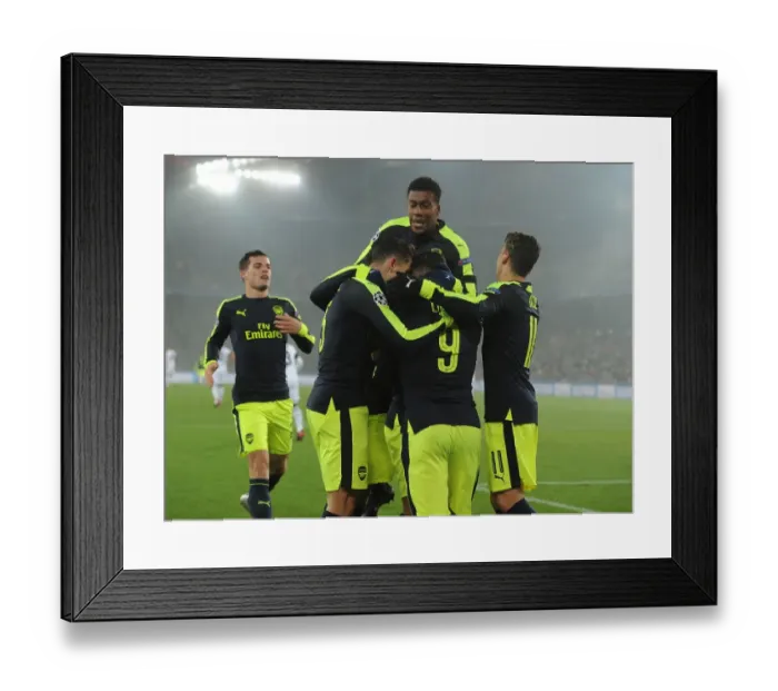 Framed Print : Arsenal's Lucas Perez Scores First Goal: FC Basel vs. Arsenal, UEFA Champions League 2016-17