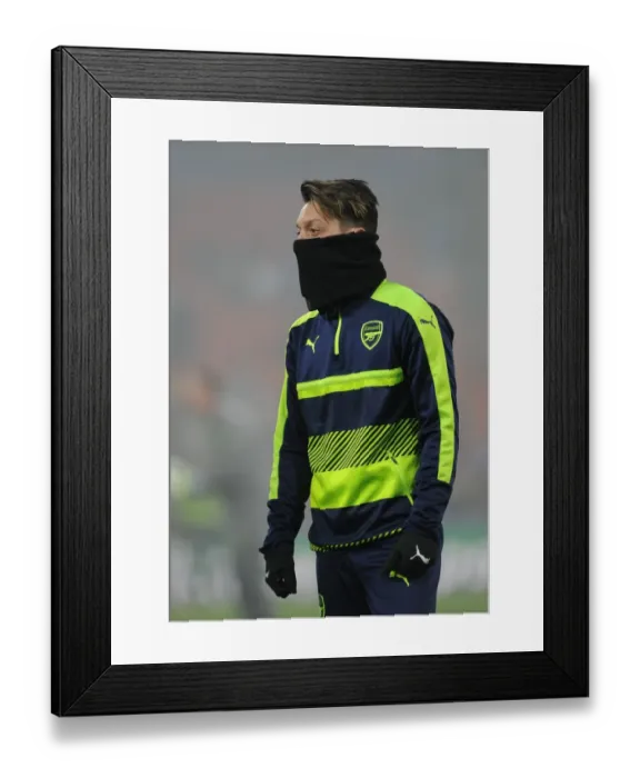 Framed Print : Arsenal's Mesut Ozil Warming Up Ahead of FC Basel Clash in 2016-17 UEFA Champions League