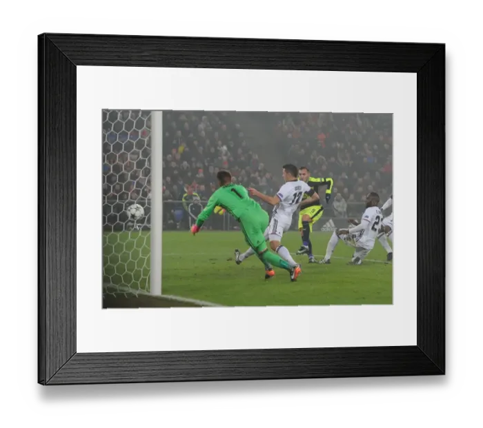 Framed Print : Lucas Perez Scores Arsenal's Second Goal against FC Basel in 2016-17 UEFA Champions League