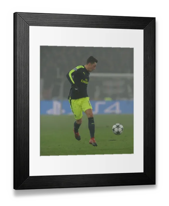 Framed Print : Mesut Ozil in Action: Arsenal vs. FC Basel, UEFA Champions League 2016-17