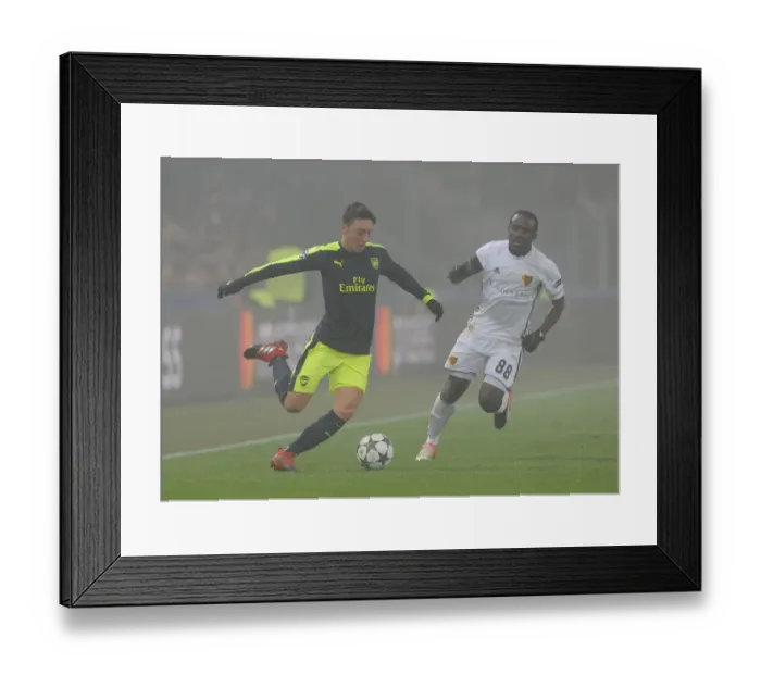 Framed Print : Mesut Ozil Faces Intense Pressure: FC Basel vs. Arsenal, UEFA Champions League, 2016