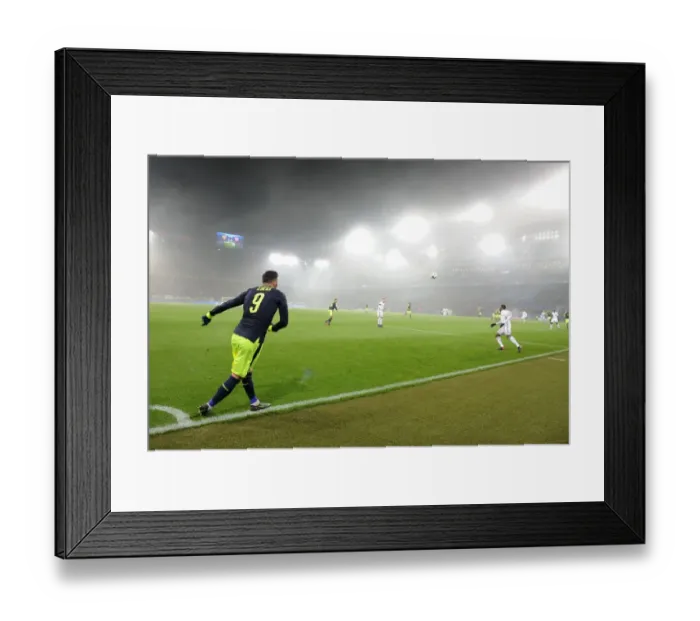 Framed Print : Arsenal's Lucas Perez Takes a Corner at FC Basel during 2016-17 UEFA Champions League