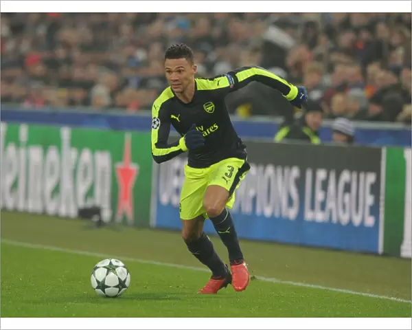 Arsenal's Kieran Gibbs in Action against FC Basel during the 2016-17 UEFA Champions League