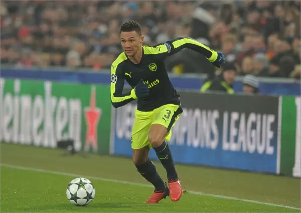 Arsenal's Kieran Gibbs in Action against FC Basel during the 2016-17 UEFA Champions League