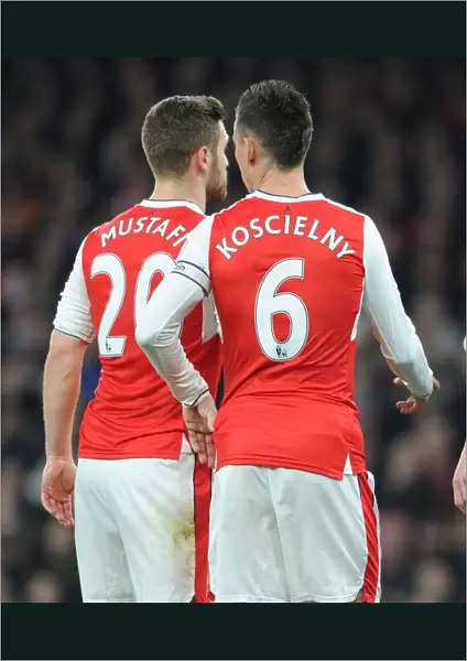Arsenal's Mustafi and Koscielny in Action: Arsenal v Stoke City, Premier League 2016-17