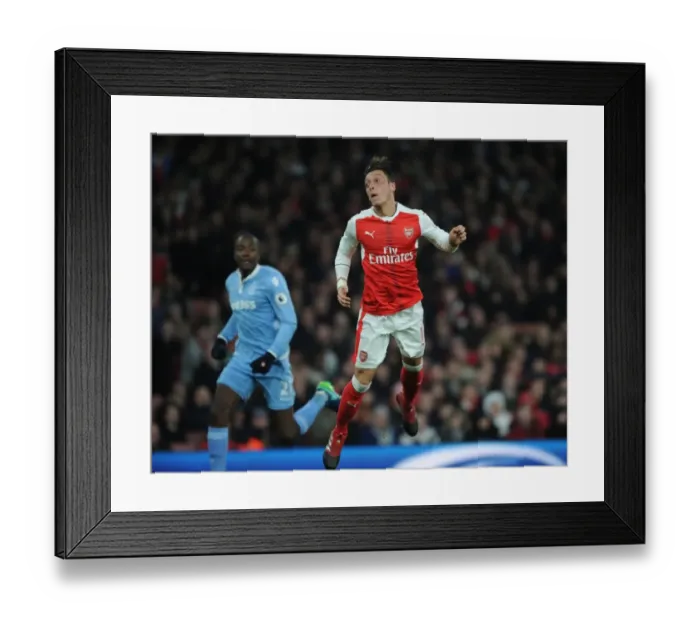 Framed Print : Mesut Ozil Scores the Second Goal: Arsenal vs Stoke City, Premier League 2016-17