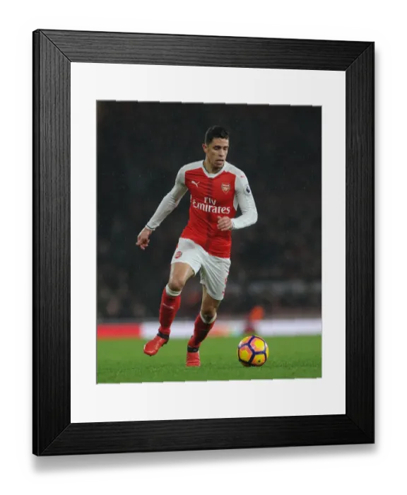 Framed Print : Gabriel in Action: Arsenal vs Stoke City, Premier League 2016-17