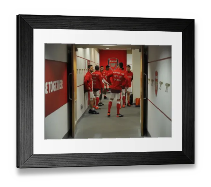 Framed Print : Arsenal's Mustafi and Koscielny Gear Up for Arsenal vs Stoke City (2016-17)