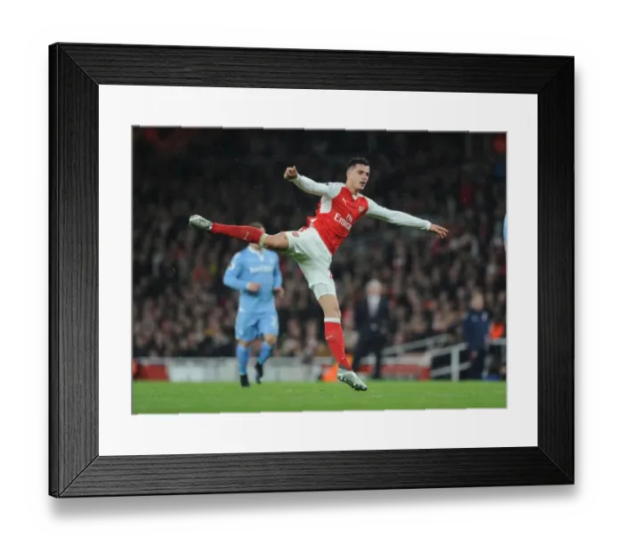 Framed Print : Granit Xhaka in Action: Arsenal vs Stoke City, Premier League 2016-17
