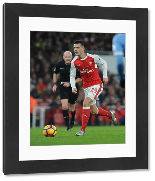 Granit Xhaka: Arsenal Midfielder in Action against Stoke City, Premier League 2016-17