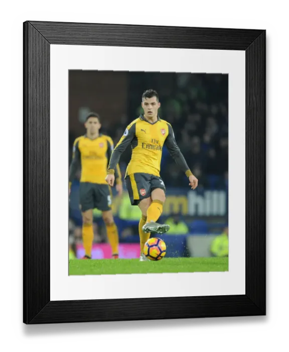 Framed Print : Granit Xhaka: In Action Against Everton, Premier League 2016-17