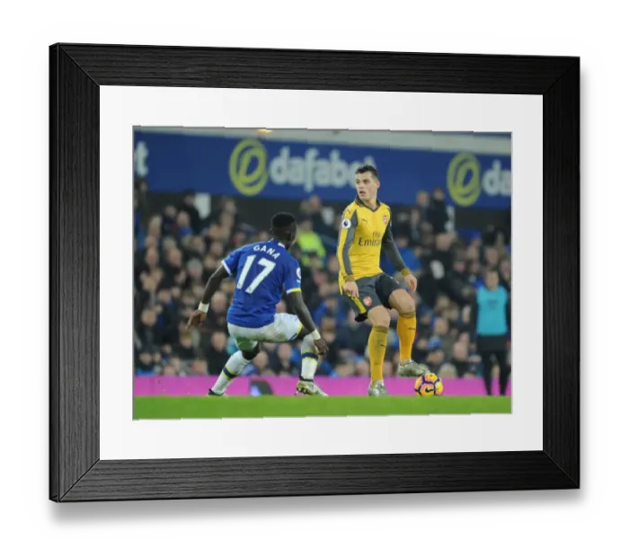 Framed Print : Xhaka vs. Gueye: Battle at Goodison Park - Everton vs. Arsenal, Premier League 2016-17