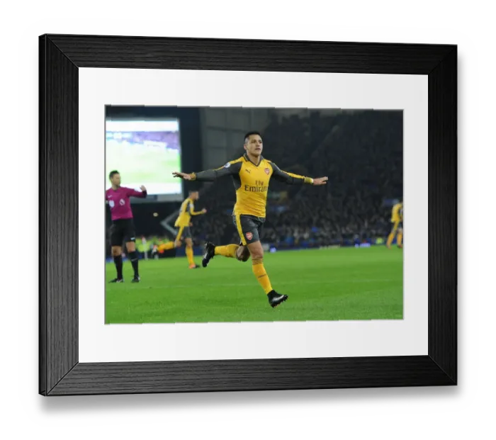 Framed Print : Thrilling Goal: Alexis Sanchez Scores for Arsenal Against Everton in Premier League 2016-17