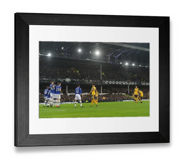 Framed Print : Alexis Sanchez Scores Free-Kick Goal: Everton vs. Arsenal, Premier League 2016-17