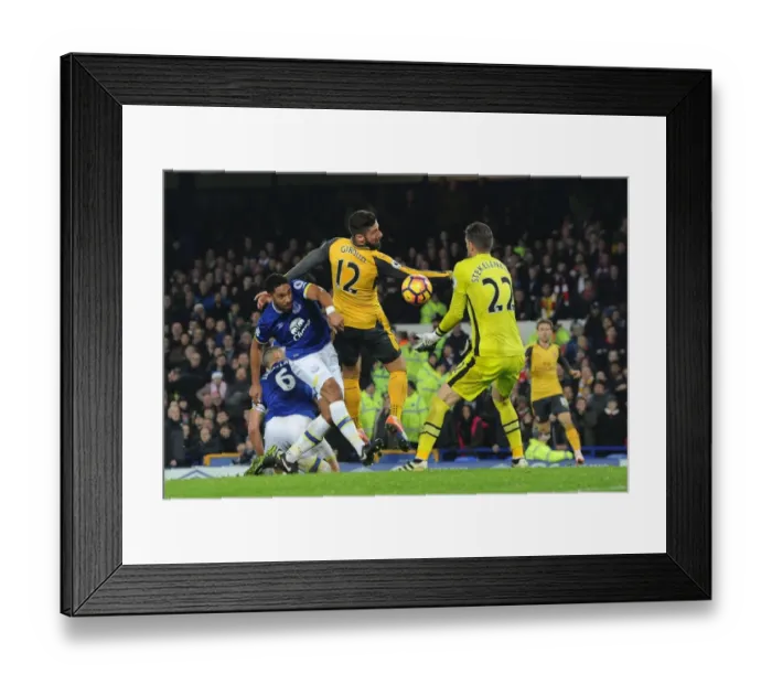 Framed Print : Giroud vs Williams: Intense Clash at Goodison Park - Everton vs Arsenal, Premier League 2016-17