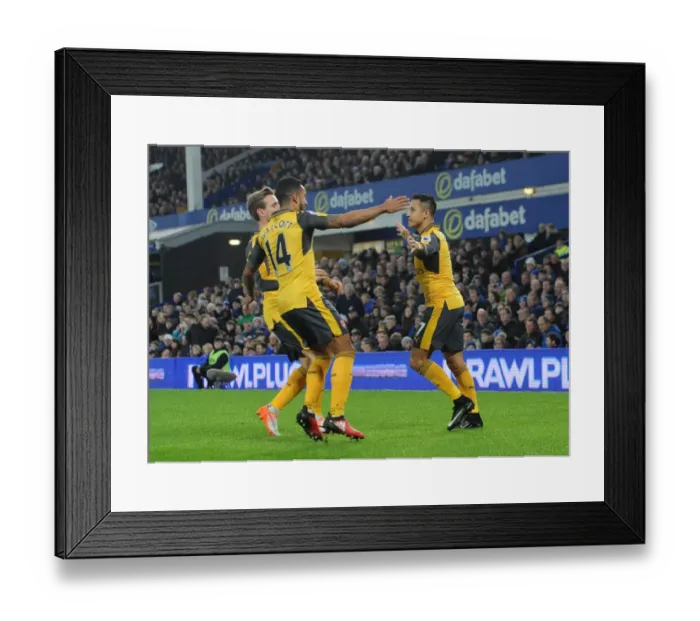 Framed Print : Alexis Sanchez and Theo Walcott Celebrate Goal: Everton vs Arsenal, Premier League 2016-17