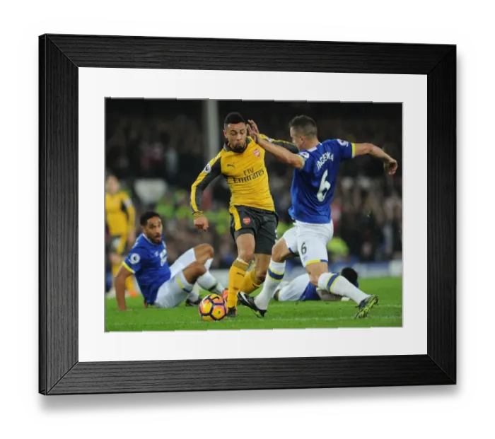 Framed Print : Coquelin Outmaneuvers Jagielka: Everton vs. Arsenal, Premier League 2016-17