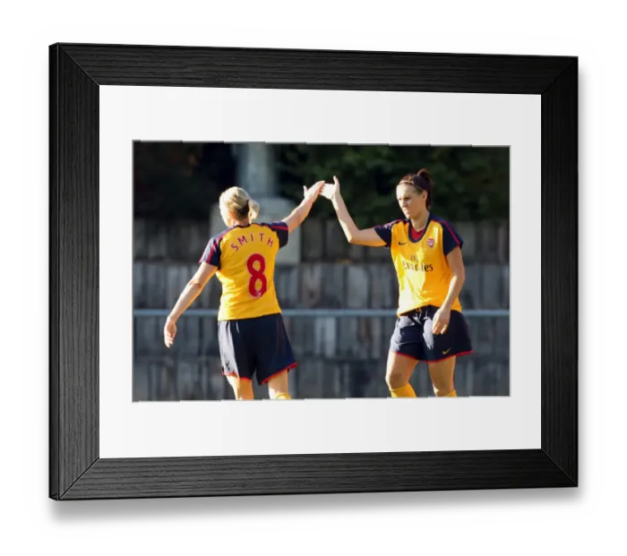 Framed Print : Julie Fleeting celebrates scoring a goal for Arsenal Framed Print : Julie Fleeting celebrates scoring a goal for Arsenal