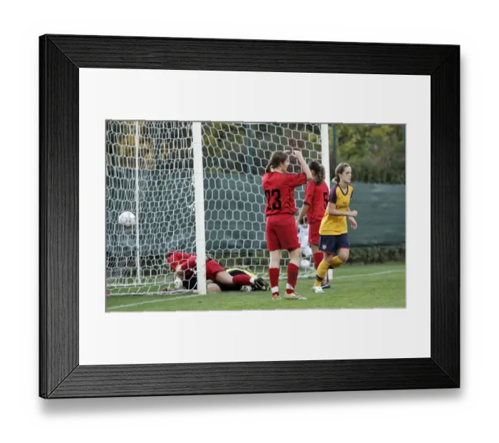 Framed Print : Yvonne Tracey celebrates scoring a goal for Arsenal Framed Print : Yvonne Tracey celebrates scoring a goal for Arsenal