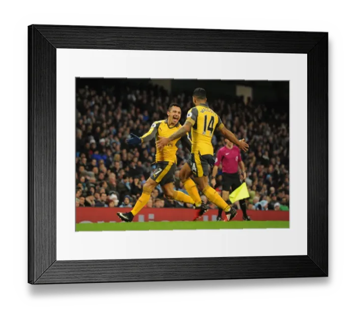 Framed Print : Theo Walcott and Alexis Sanchez Celebrate Goal: Manchester City vs Arsenal, 2016-17 Premier League Framed Print : Theo Walcott and Alexis Sanchez Celebrate Goal: Manchester City vs Arsenal, 2016-17 Premier League