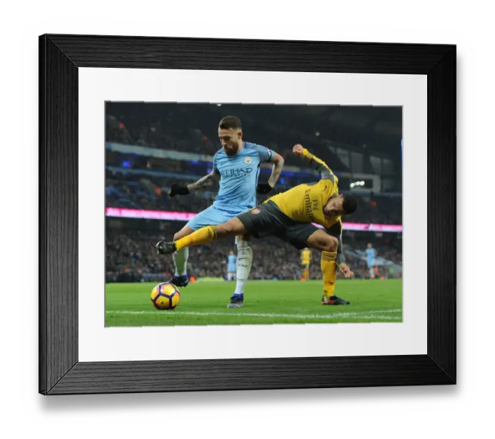 Framed Print : Coquelin vs. Otamendi: Intense Battle in Manchester City vs. Arsenal Premier League Clash (2016-17) Framed Print : Coquelin vs. Otamendi: Intense Battle in Manchester City vs. Arsenal Premier League Clash (2016-17)