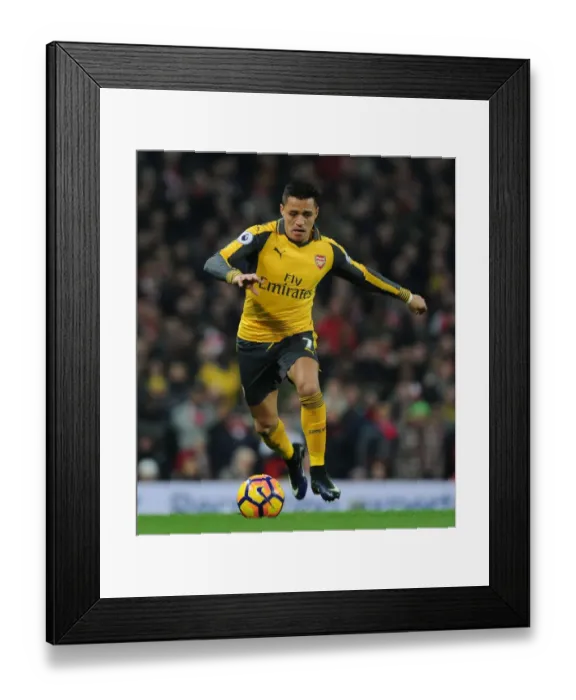 Framed Print : Arsenal's Alexis Sanchez Goes Head-to-Head with Manchester City in Premier League Clash (December 2016)