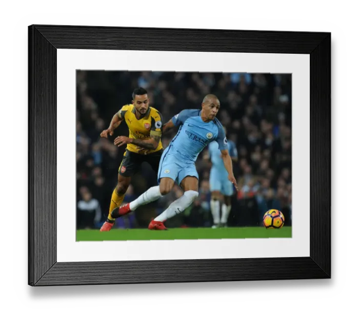 Framed Print : Theo Walcott vs. Fernando: Clash at the Etihad - Manchester City vs. Arsenal, Premier League 2016-17