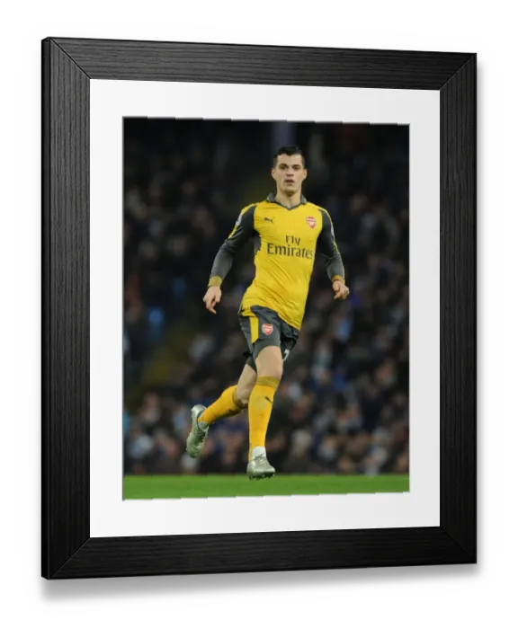 Framed Print : Granit Xhaka in Action: Manchester City vs. Arsenal, Premier League 2016-17