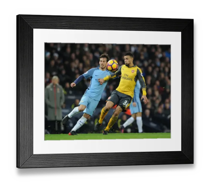 Framed Print : Coquelin vs. Silva: Clash of the Midfield Titans - Manchester City vs. Arsenal, Premier League 2016-17