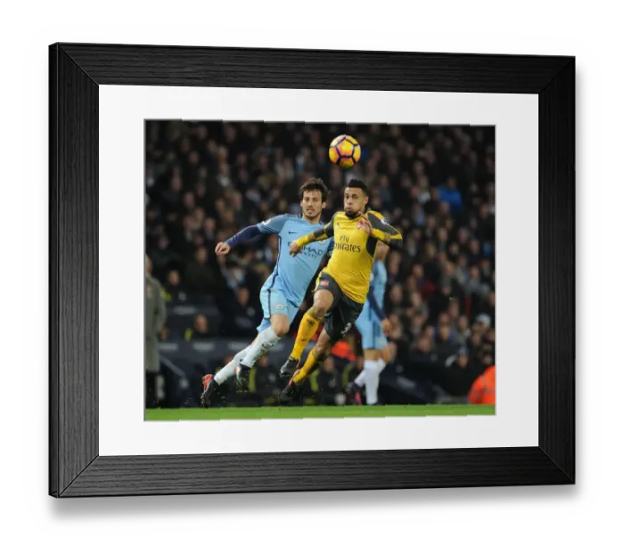 Framed Print : Coquelin vs. Silva: A Battle in the Manchester Derby - Premier League 2016-17