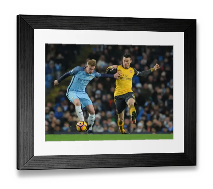 Framed Print : Clash of Titans: Koscielny vs. De Bruyne - Manchester City vs. Arsenal, Premier League 2016-17