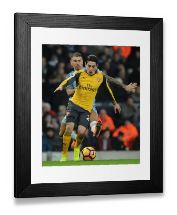 Framed Print : Bellerin Outpaces Kolarov: Manchester City vs. Arsenal, Premier League 2016-17 - Thrilling Moment of Football Action