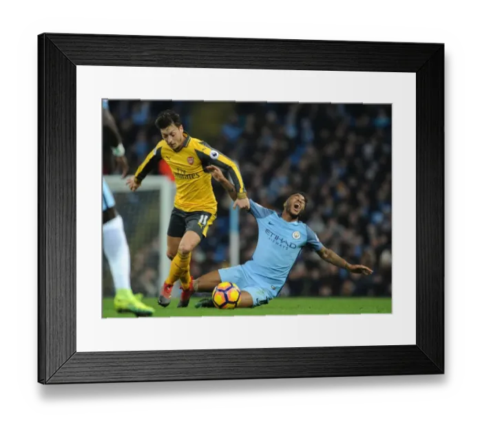 Framed Print : Mesut Ozil vs. Raheem Sterling: Clash of the Stars in Manchester City vs. Arsenal (Premier League 2016-17)