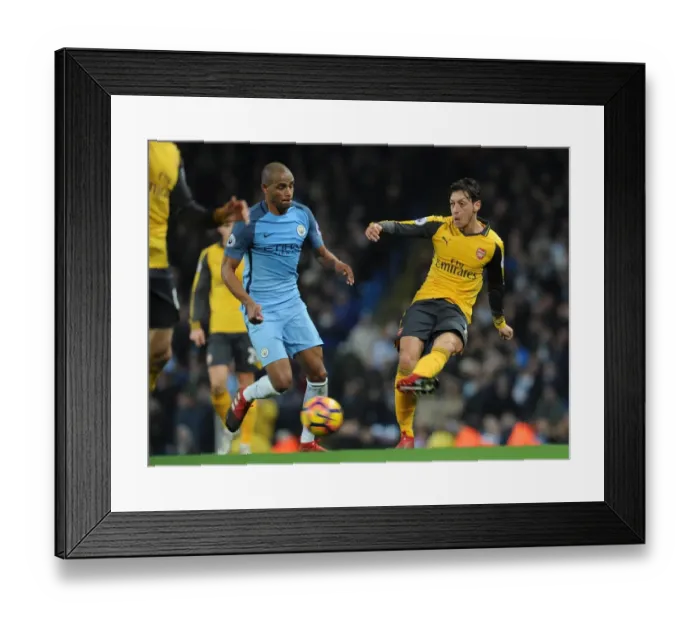 Framed Print : Mesut Ozil (Arsenal) Fernando (Man City). Manchester City 2: 1 Arsenal. Premier League