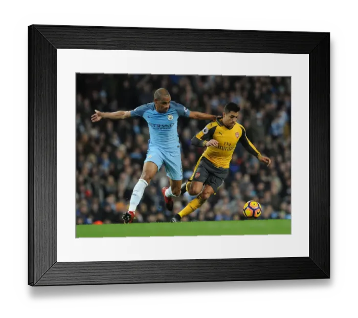 Framed Print : Clash of Titans: Sanchez vs. Fernandinho - Manchester City vs. Arsenal, Premier League, 2016 Framed Print : Clash of Titans: Sanchez vs. Fernandinho - Manchester City vs. Arsenal, Premier League, 2016