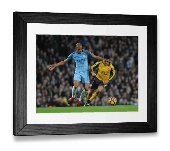 Framed Print : Alexis Sanchez (Arsenal) Fernando (Man City). Manchester City 2: 1 Arsenal. Premier League