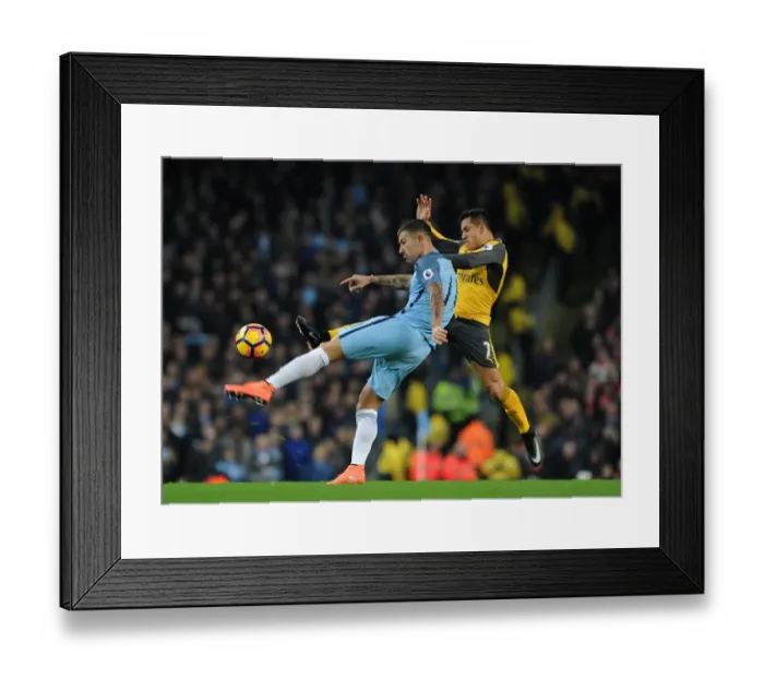Framed Print : Alexis Sanchez (Arsenal) Aleksander Kolarov (Man City). Manchester City 2: 1 Arsenal