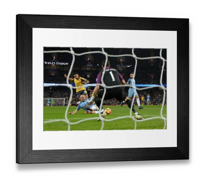 Framed Print : Theo Walcott Scores Past Claudio Bravo: Manchester City vs Arsenal, Premier League 2016-17