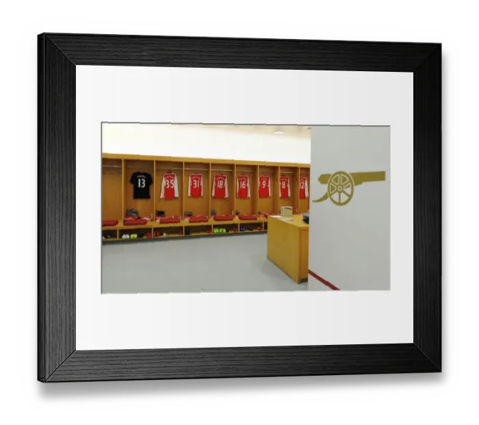 Framed Print : Arsenal Changing Room Before Arsenal vs. West Bromwich Albion, Premier League 2016-17