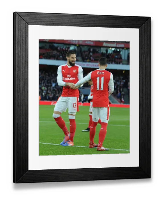 Framed Print : Arsenal Stars Olivier Giroud and Mesut Ozil Before Arsenal v West Bromwich Albion, Premier League 2016-17 Framed Print : Arsenal Stars Olivier Giroud and Mesut Ozil Before Arsenal v West Bromwich Albion, Premier League 2016-17